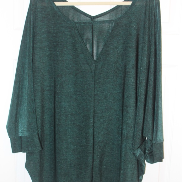 NWOT - 26/28 LB Marled Hunter Green/Black Blouse - Picture 4 of 5